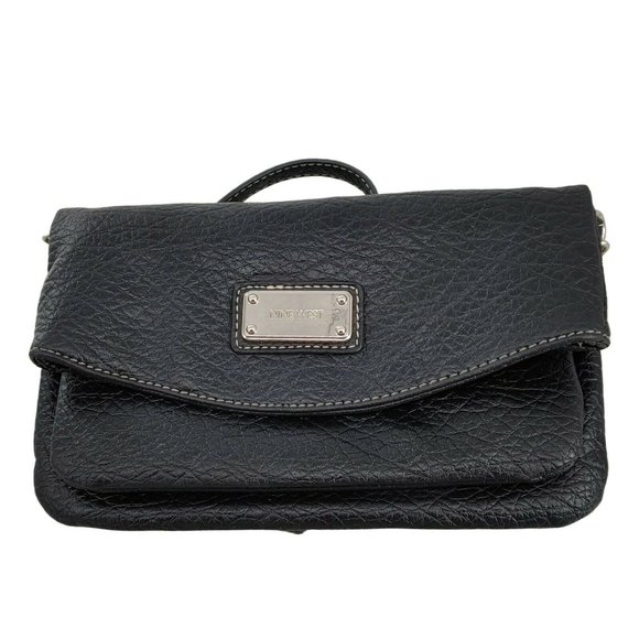 Nine West Handbags - NINE WEST Black Faux Leather Crossbody Removable Strap Converts to Wristlet